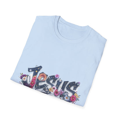 Colorful Jesus Grafitti T-Shirt, Unisex Softstyle Tee, Casual Faith-Based Apparel, Christian Gift, Inspirational Shirt