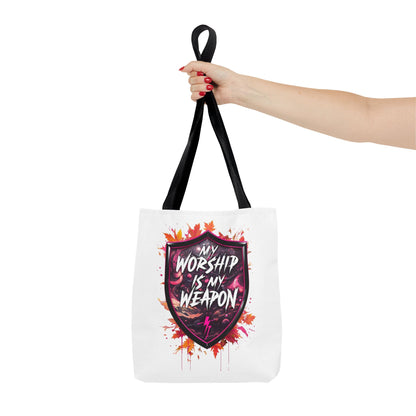 My Worship Is My Weapon Tote Bag - Inspirational Gift, Church Accessory, Spirituality, Everyday Use, Art Tote