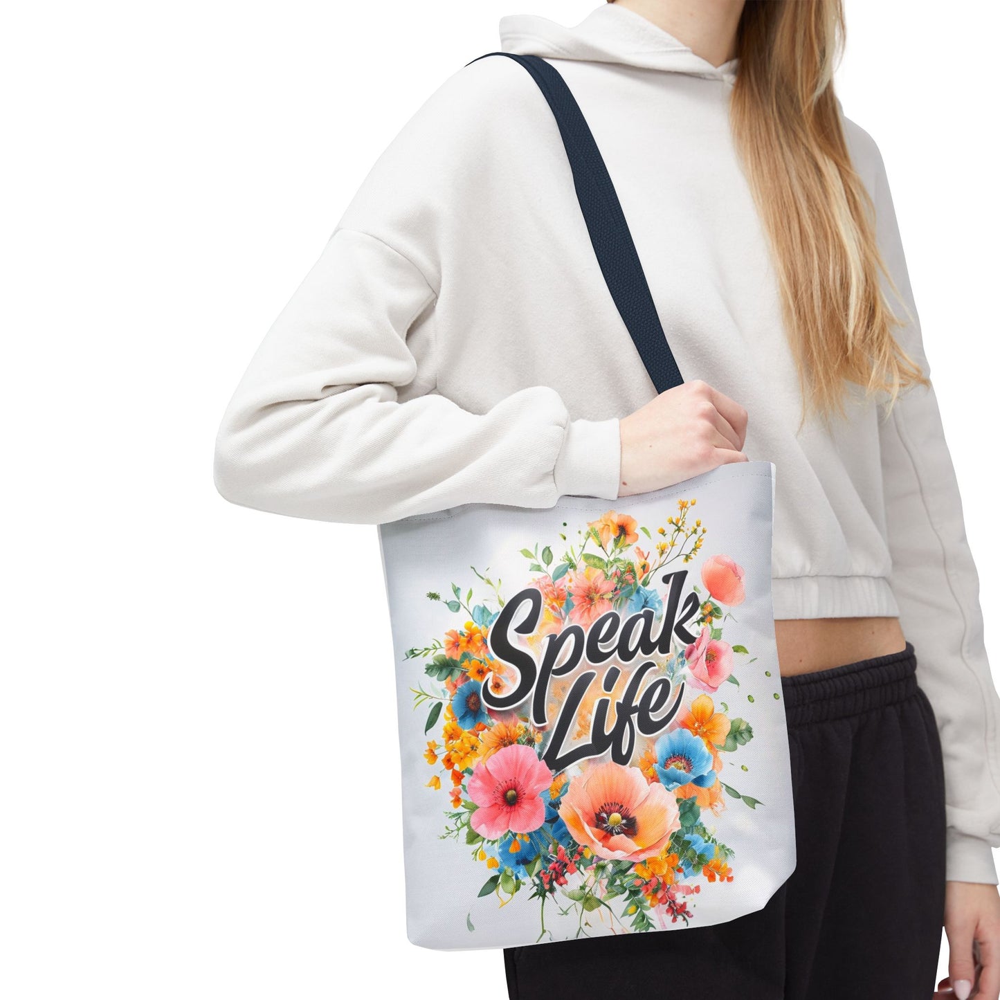 Floral Inspirational Tote Bag - 'Speak Life' Design, Motivational Gift, Carry-all Bag for Women, Eco-Friendly Shopping, Mother's Day, [...]