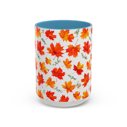 Autumn Leaves Coffee Mug, Fall Decor, Thanksgiving Gift, Hot Beverage Cup, Seasonal Drinkware