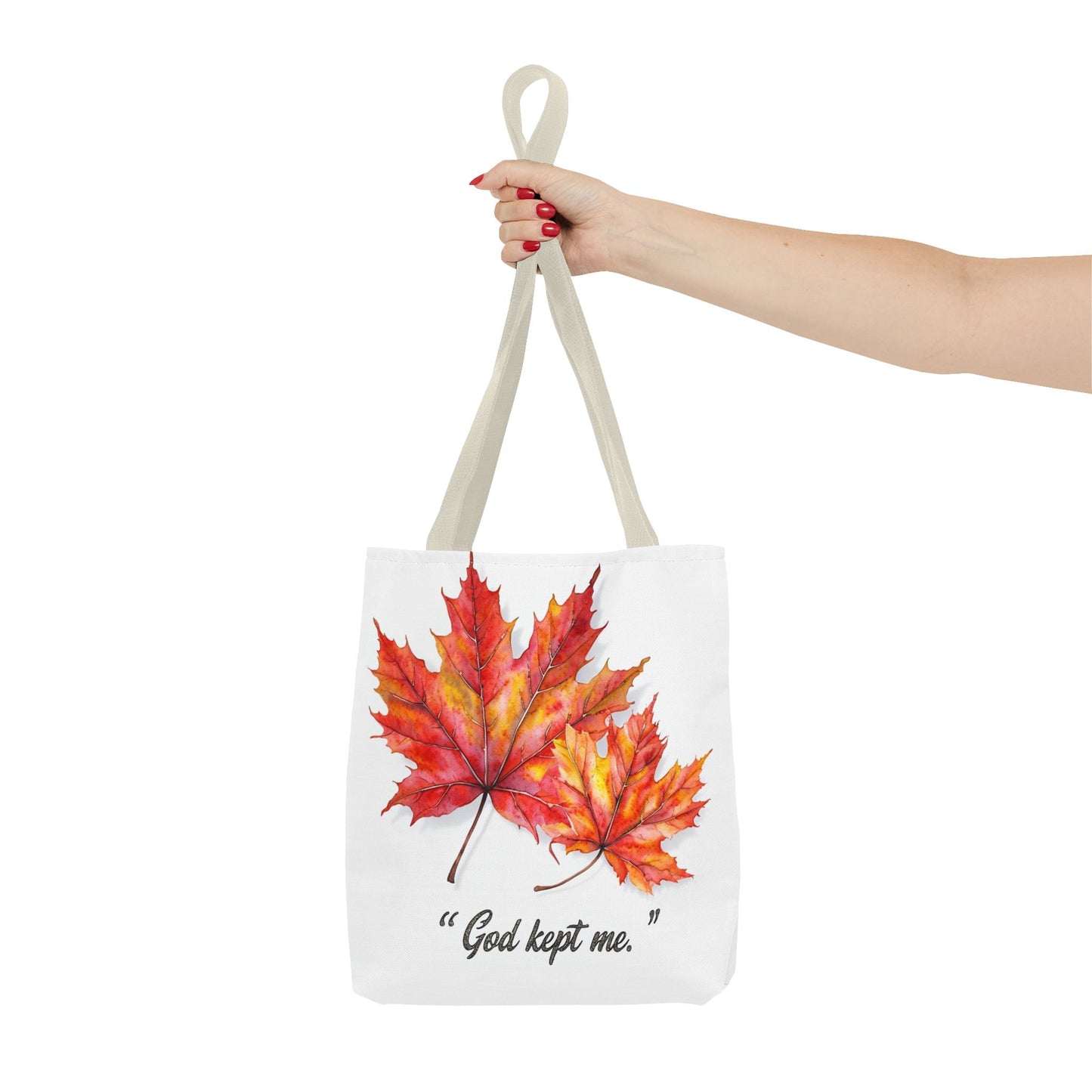 Autumn Leaves Tote Bag, God Kept Me Quote, Fall Accessories, Eco-Friendly Shopping Bag, Seasonal Gift, Canvas Bag