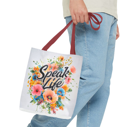 Floral Inspirational Tote Bag - 'Speak Life' Design, Motivational Gift, Carry-all Bag for Women, Eco-Friendly Shopping, Mother's Day, [...]