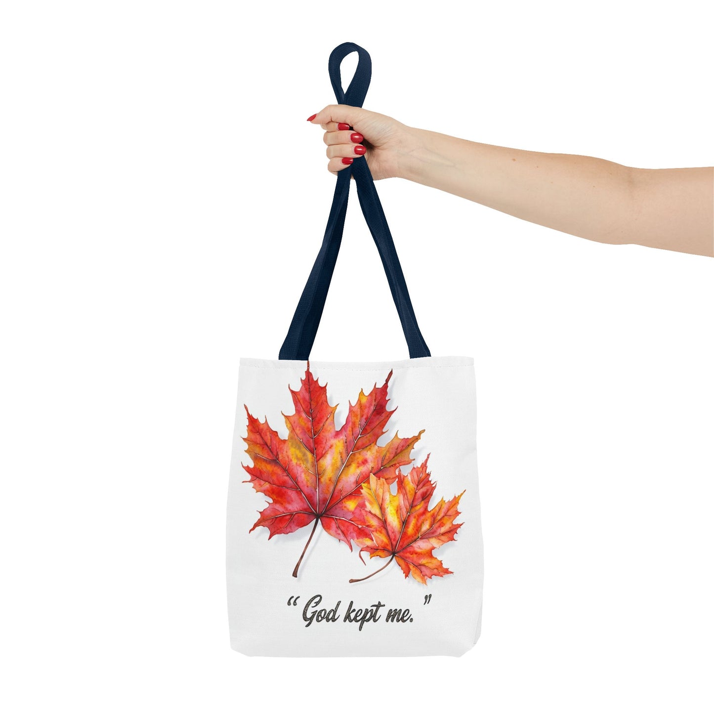 Autumn Leaves Tote Bag, God Kept Me Quote, Fall Accessories, Eco-Friendly Shopping Bag, Seasonal Gift, Canvas Bag