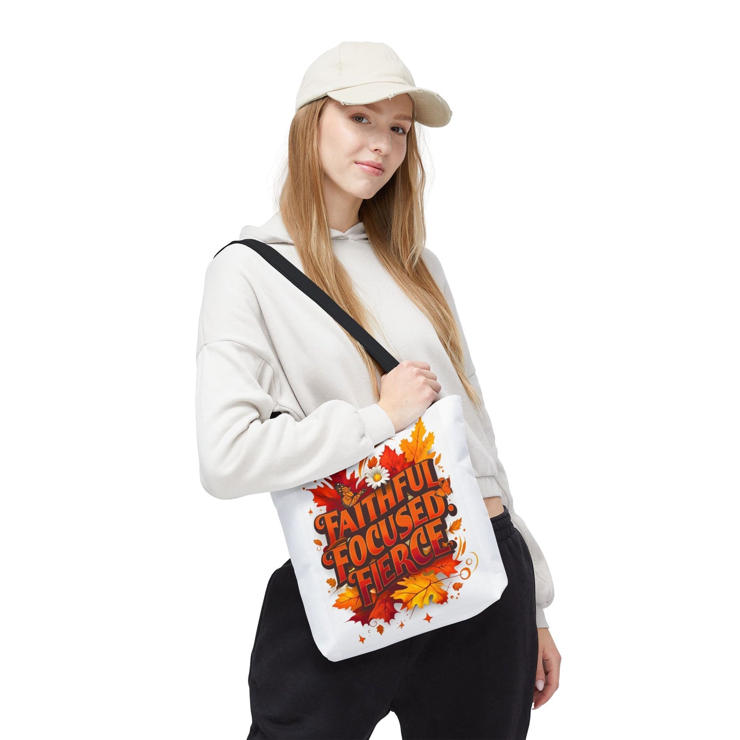 Faithful Focused Fierce Fall Tote Bag, Autumn Shopping Tote, Inspirational Gift Bag, Seasonal Decor, Holiday Essentials