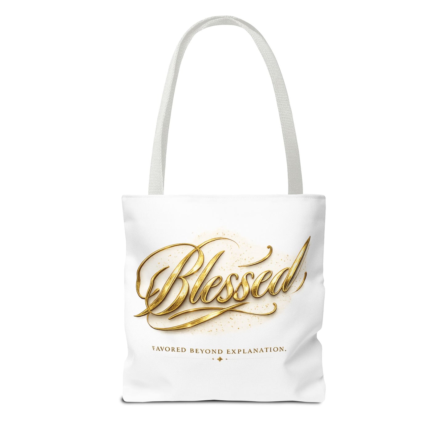 Blessed Gold Script Tote Bag – Inspirational Faith Canvas Grocery Bag