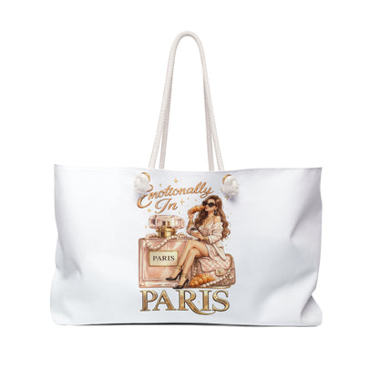 Paris Weekender Bag — "Emotionally In Paris" Travel Tote for Women