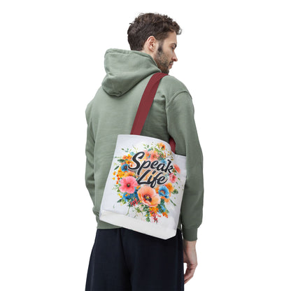 Floral Inspirational Tote Bag - 'Speak Life' Design, Motivational Gift, Carry-all Bag for Women, Eco-Friendly Shopping, Mother's Day, [...]