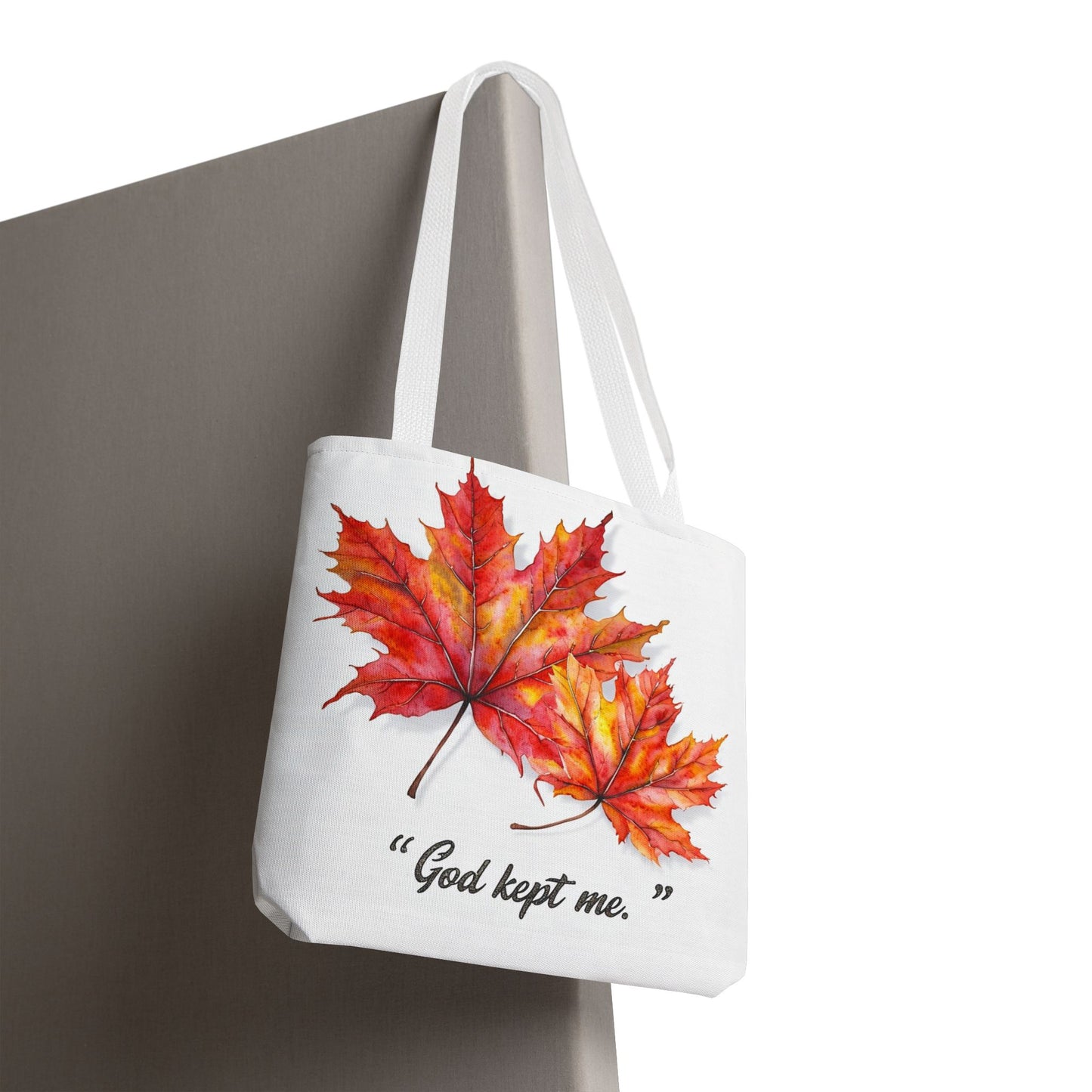 Autumn Leaves Tote Bag, God Kept Me Quote, Fall Accessories, Eco-Friendly Shopping Bag, Seasonal Gift, Canvas Bag