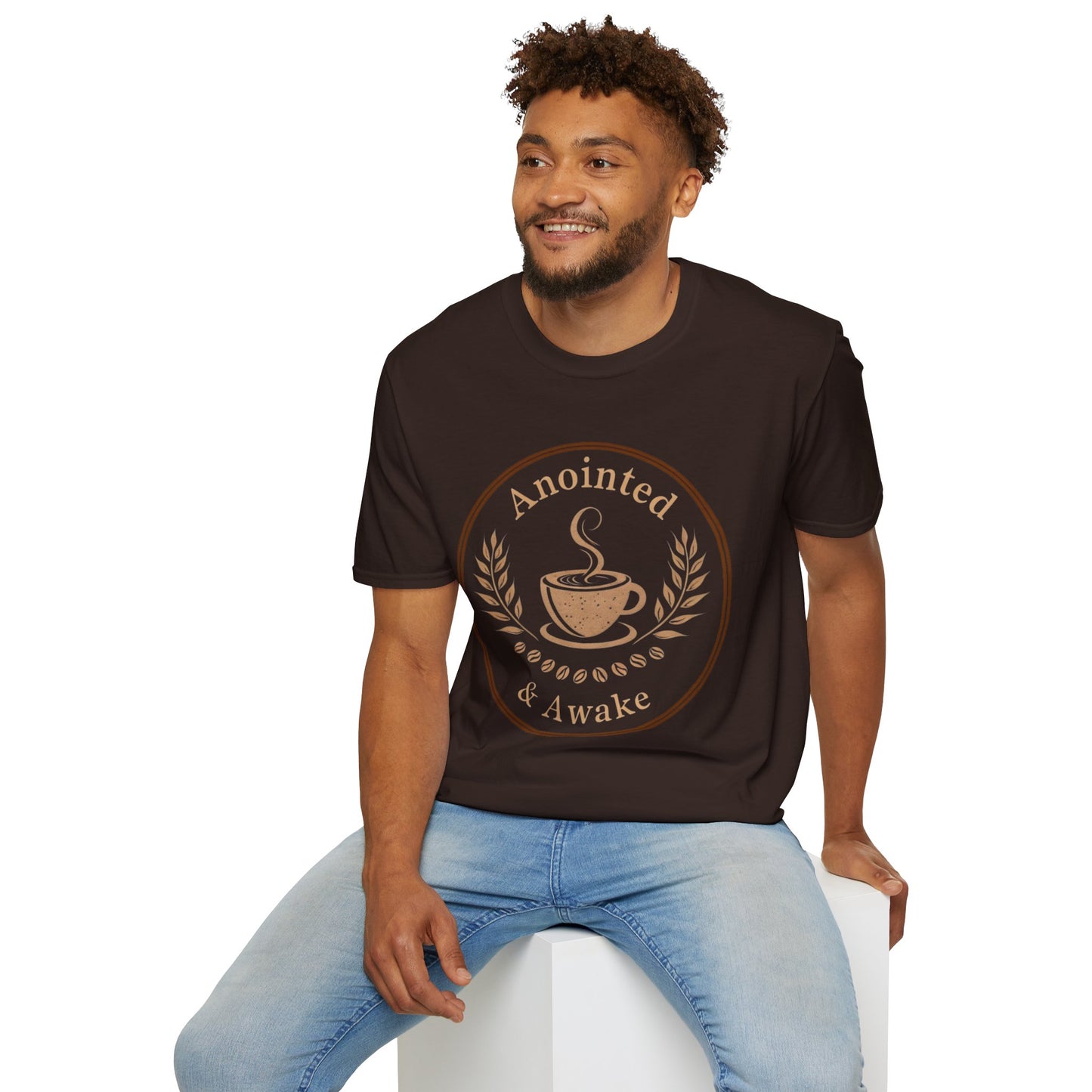 Anointed & Awake Coffee Lover T-Shirt, Unisex Tee, Gift for Coffee Enthusiasts, Casual Wear, Unique Coffee Shirt, Sip & Celebrate