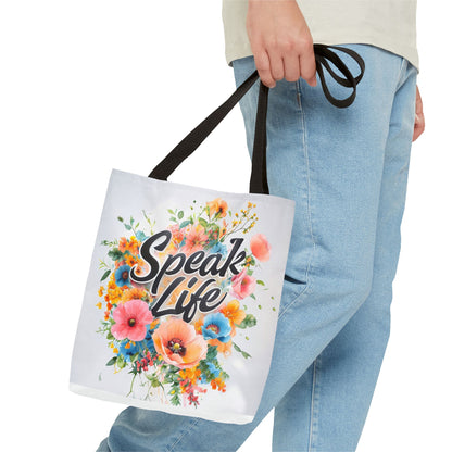Floral Inspirational Tote Bag - 'Speak Life' Design, Motivational Gift, Carry-all Bag for Women, Eco-Friendly Shopping, Mother's Day, [...]