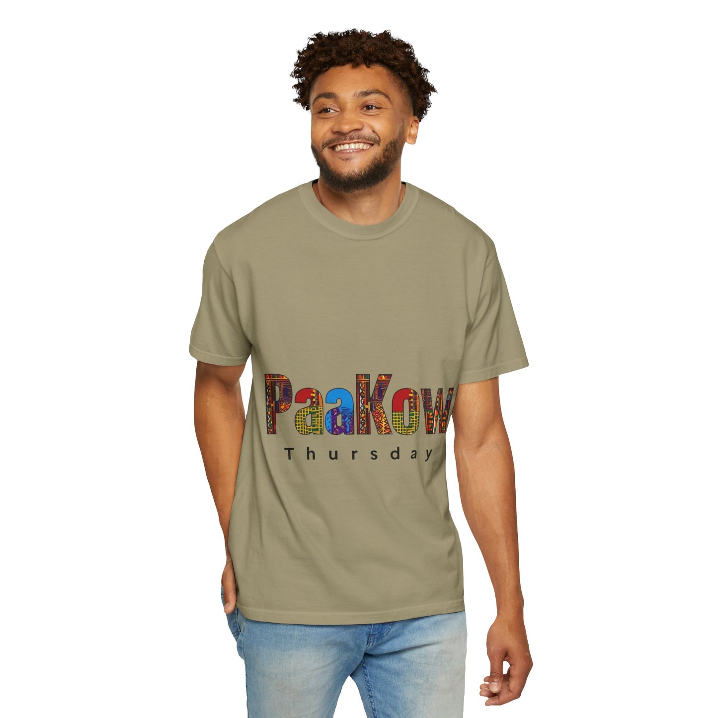 Garment-Dyed T-Shirt with 'PaaKow Thursday' Design, Unisex Casual Tee, Colorful Graphic Tee, Everyday Wear, Gift for Friends
