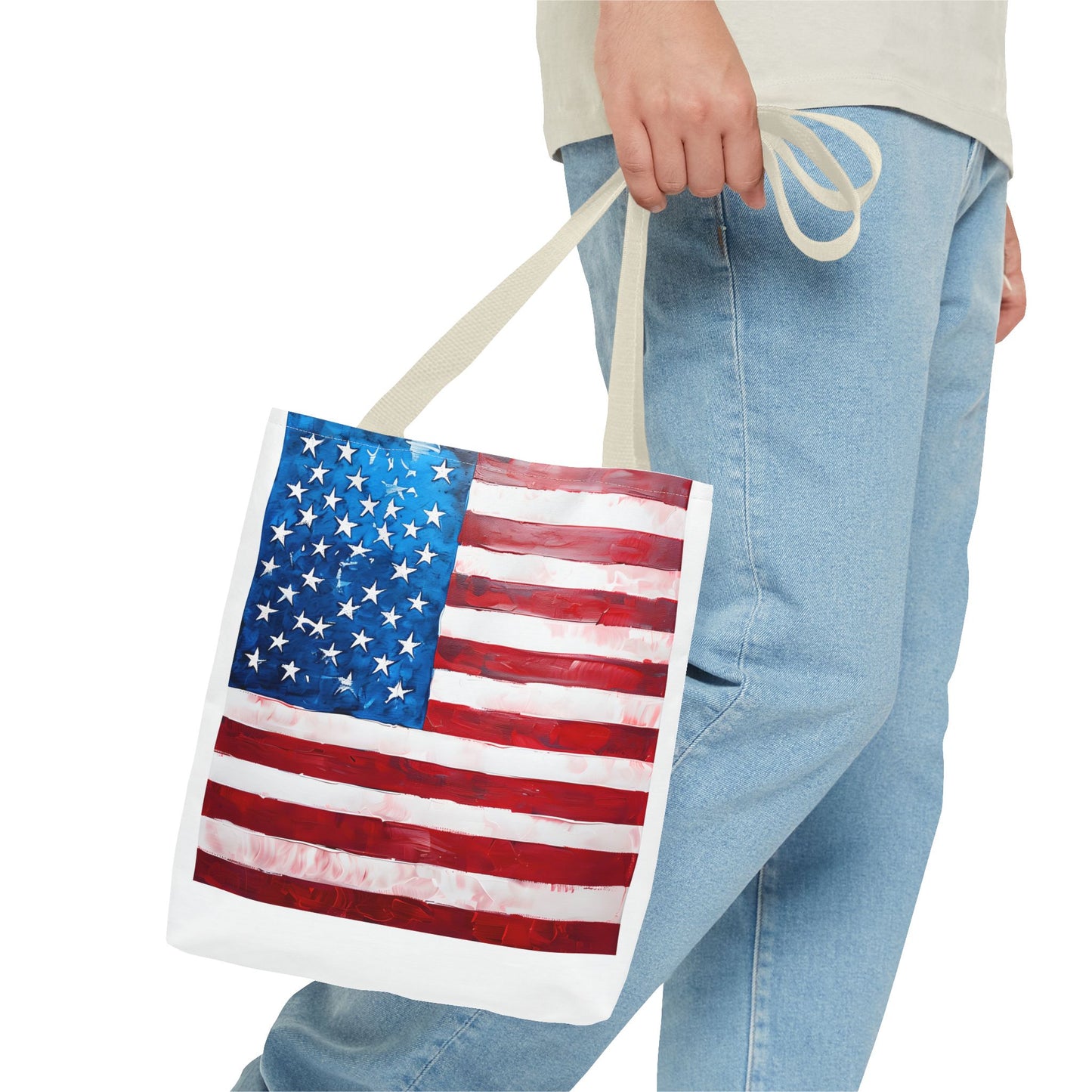 Patriotic Tote Bag, American Flag Tote, Eco-Friendly Shopping Bag, Summer Picnic Tote, USA Independence Day Gift