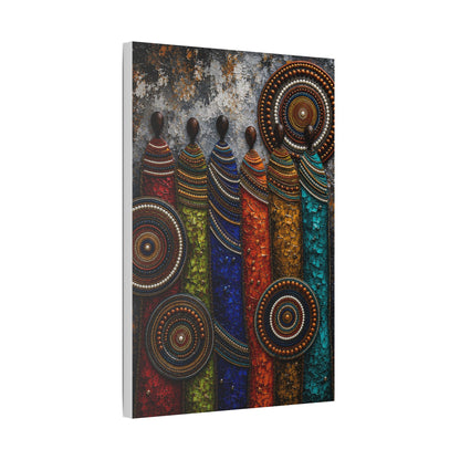 Abstract Tribal Figures Stretched Canvas Wall Art — Colorful African-Inspired Home Decor