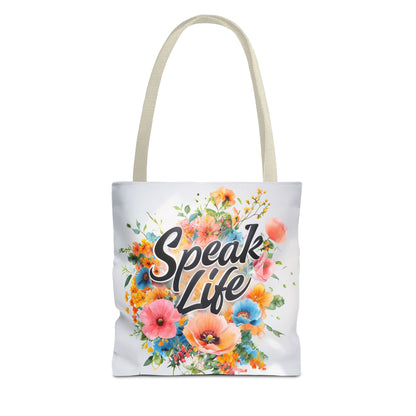 Floral Inspirational Tote Bag - 'Speak Life' Design, Motivational Gift, Carry-all Bag for Women, Eco-Friendly Shopping, Mother's Day, [...]
