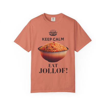 Keep Calm Eat Jollof T-Shirt, Unisex Fun Tee, Gift for Foodies, Casual Wear, Cultural Apparel, Summer Festival Shirt