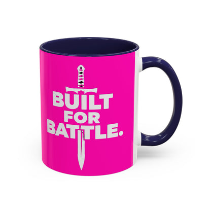 Built for Battle Accent Coffee Mug | Motivational Cup, Team Spirit, Gift for Fighters, Pink Mug, Unique Kitchenware