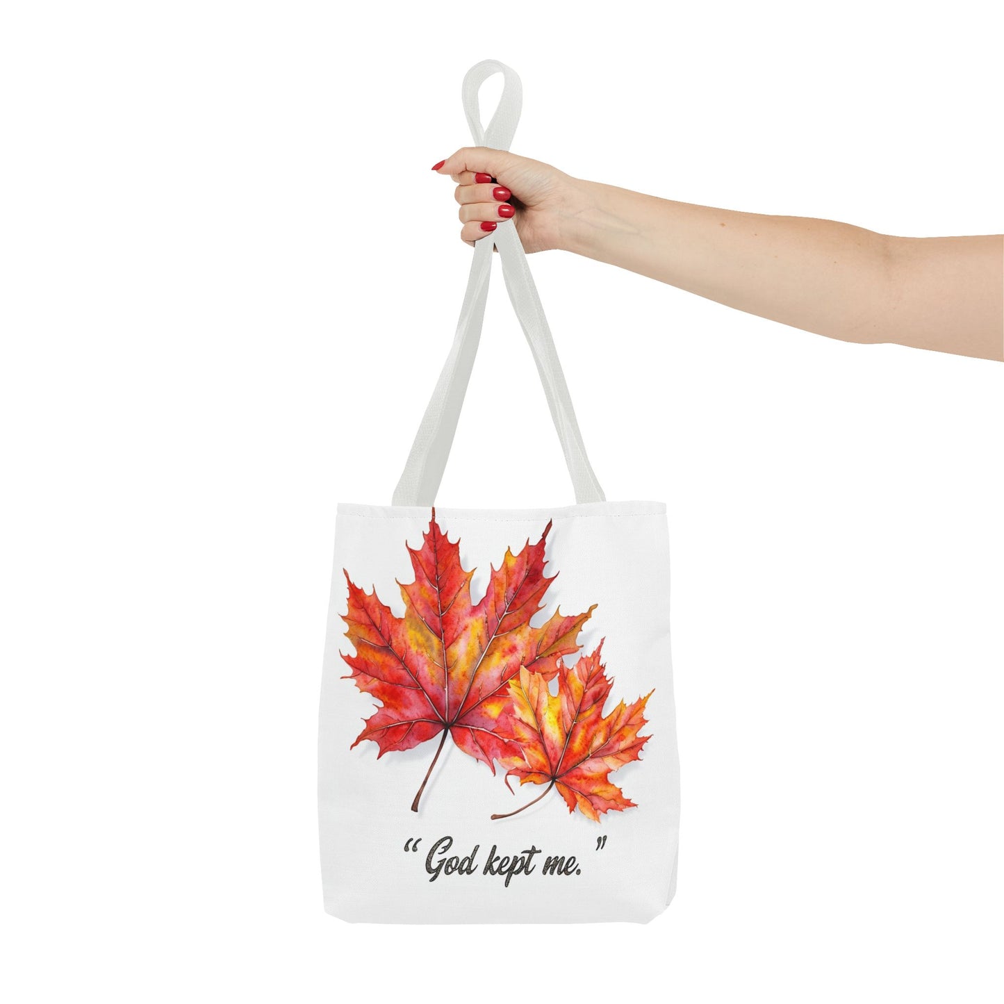 Autumn Leaves Tote Bag, God Kept Me Quote, Fall Accessories, Eco-Friendly Shopping Bag, Seasonal Gift, Canvas Bag
