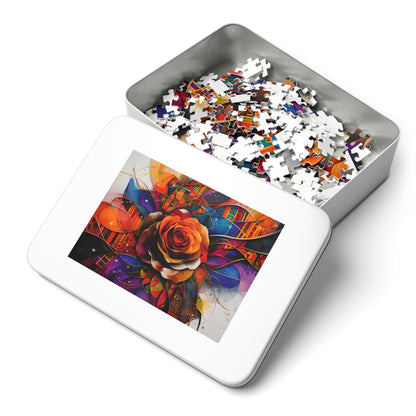 Vibrant Floral Jigsaw Puzzle with Tin - Perfect Gift for Puzzle Lovers, Home Decor, Family Activities, Game Night, Unique Gift Idea
