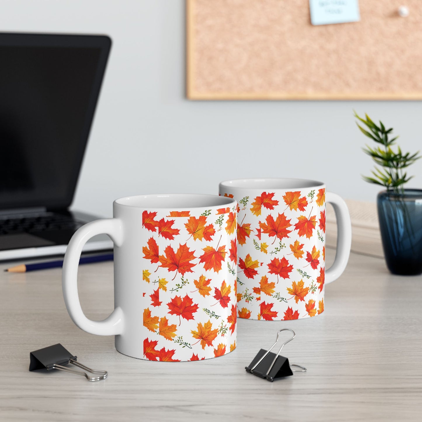 Autumn Leaves Ceramic Mug, Fall Coffee Cup, Thanksgiving Gift, Cozy Home Decor, Seasonal Drinkware