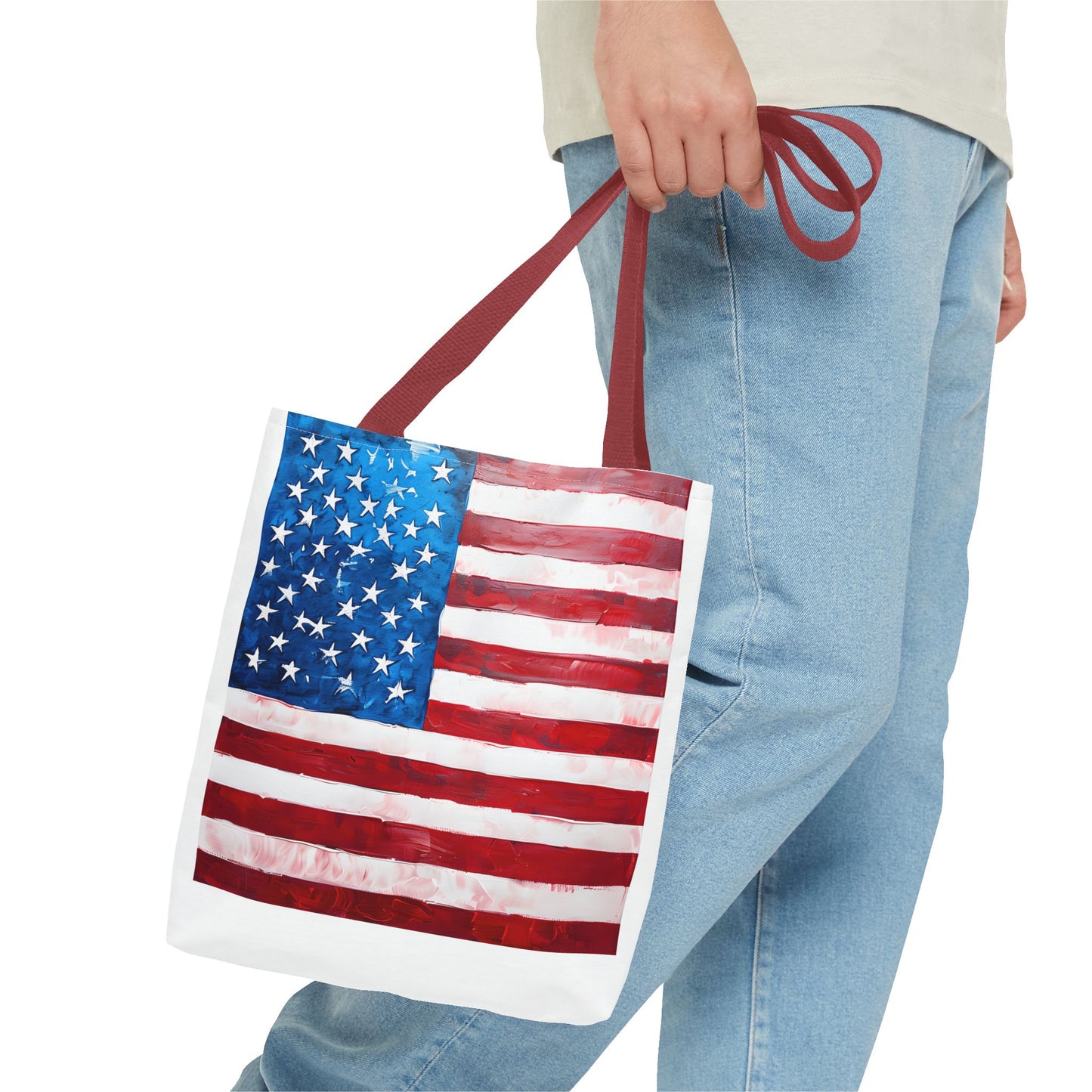Patriotic Tote Bag, American Flag Tote, Eco-Friendly Shopping Bag, Summer Picnic Tote, USA Independence Day Gift