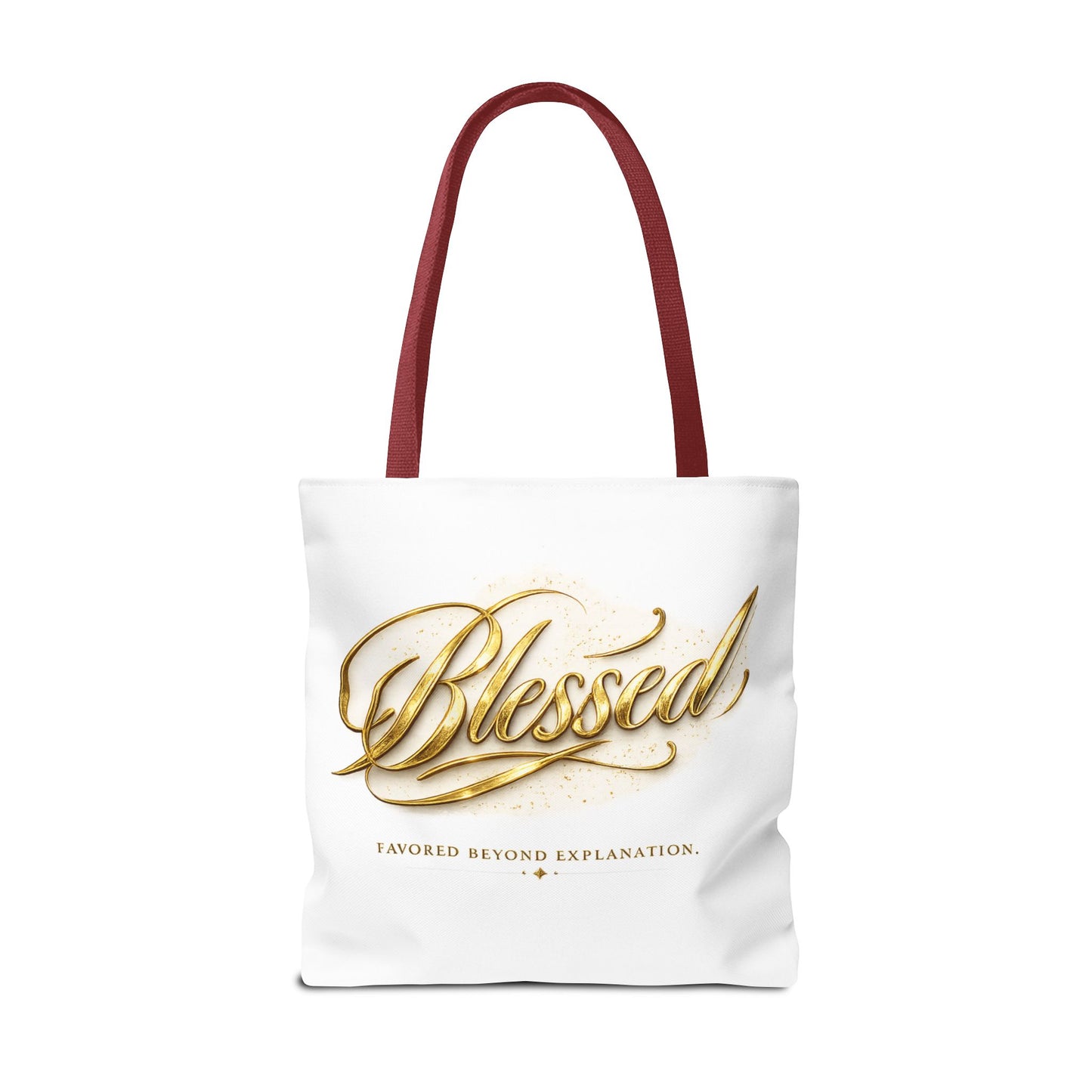 Blessed Gold Script Tote Bag – Inspirational Faith Canvas Grocery Bag
