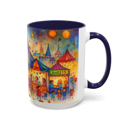 Whimsical Carnival Mug with Colorful Fairground Design, Perfect for Coffee Lovers, Gifts for Festivals, Cute Art Mug, Tea Cup