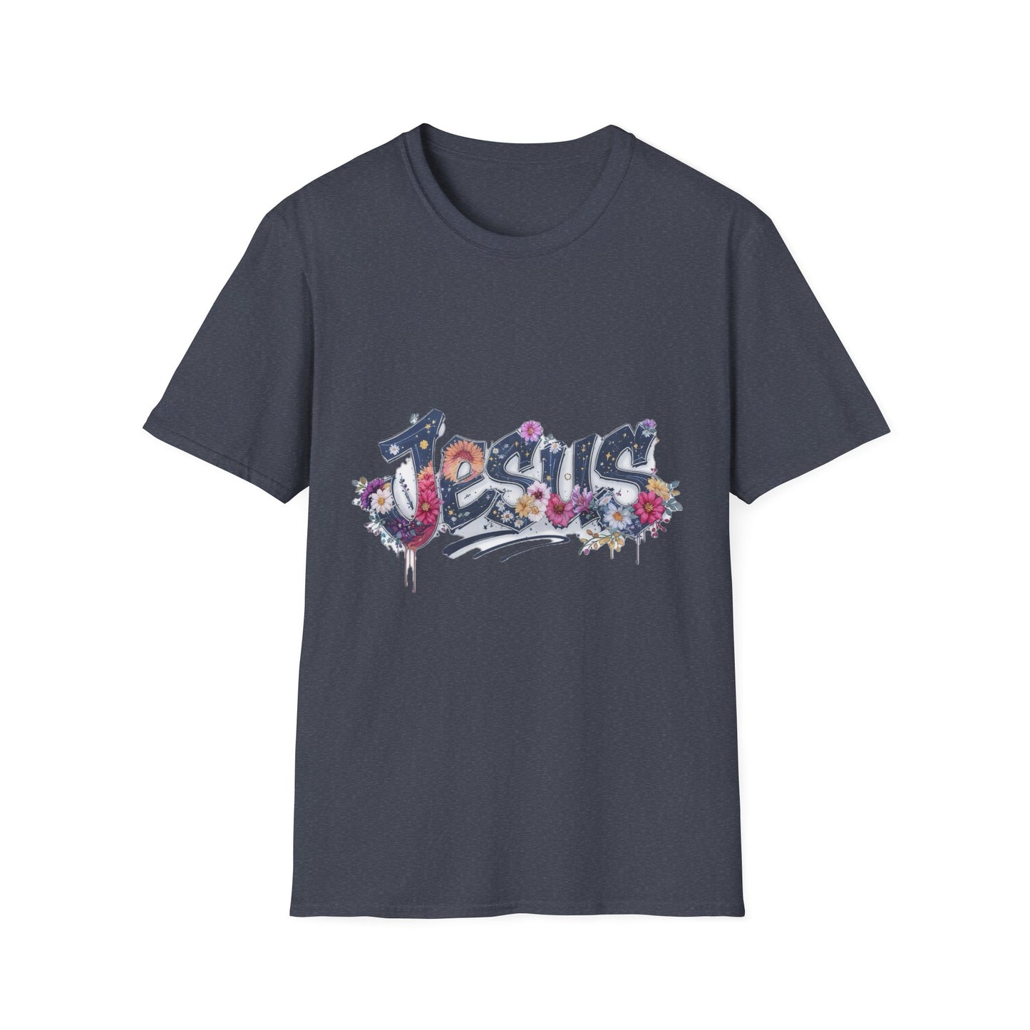 Colorful Jesus Grafitti T-Shirt, Unisex Softstyle Tee, Casual Faith-Based Apparel, Christian Gift, Inspirational Shirt