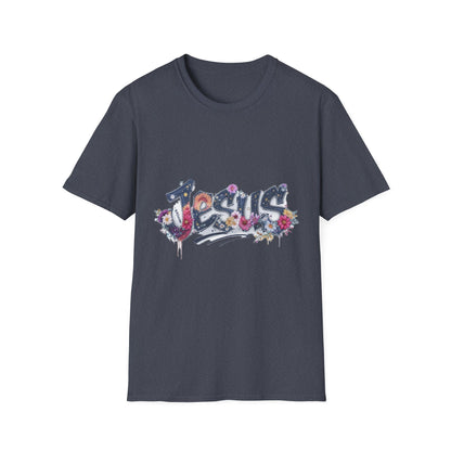 Colorful Jesus Grafitti T-Shirt, Unisex Softstyle Tee, Casual Faith-Based Apparel, Christian Gift, Inspirational Shirt