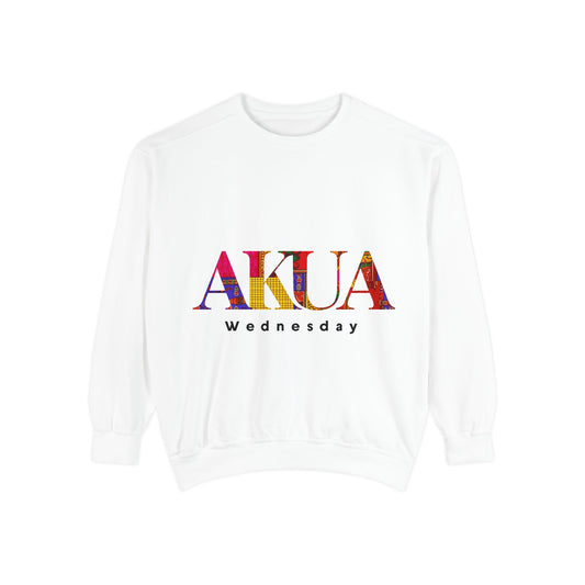 Garment-Dyed Sweatshirt with 'AKUA Wednesday' Design - Cozy Unisex Style, Perfect for Casual Wear, Gifts, and Everyday Comfort