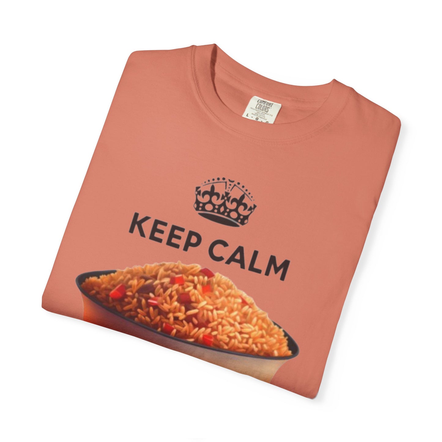 Keep Calm Eat Jollof T-Shirt, Unisex Fun Tee, Gift for Foodies, Casual Wear, Cultural Apparel, Summer Festival Shirt