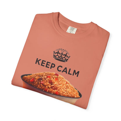 Keep Calm Eat Jollof T-Shirt, Unisex Fun Tee, Gift for Foodies, Casual Wear, Cultural Apparel, Summer Festival Shirt