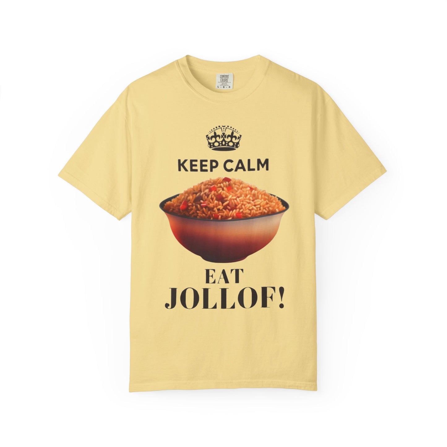 Keep Calm Eat Jollof T-Shirt, Unisex Fun Tee, Gift for Foodies, Casual Wear, Cultural Apparel, Summer Festival Shirt