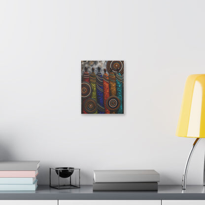 Abstract Tribal Figures Stretched Canvas Wall Art — Colorful African-Inspired Home Decor