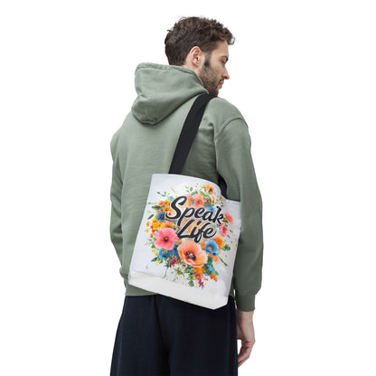 Floral Inspirational Tote Bag - 'Speak Life' Design, Motivational Gift, Carry-all Bag for Women, Eco-Friendly Shopping, Mother's Day, [...]