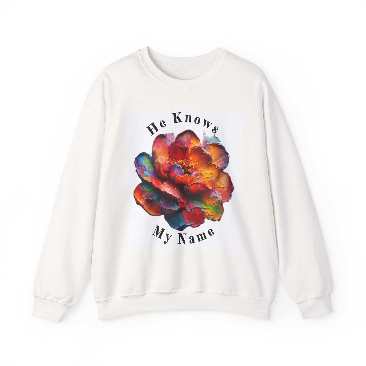 Floral Crewneck Sweatshirt - "He Knows My Name" Inspirational Gift, Cozy Layering, Spring Fashion, Ideal for Self-Care Days, Perfect [...]