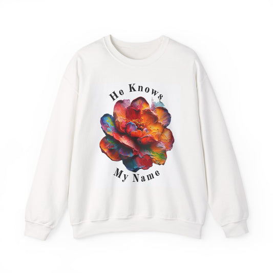 Floral Crewneck Sweatshirt - "He Knows My Name" Inspirational Gift, Cozy Layering, Spring Fashion, Ideal for Self-Care Days, Perfect [...]