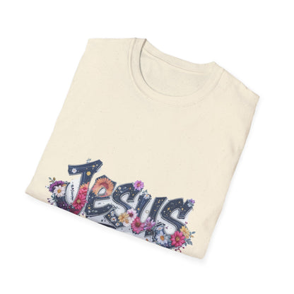 Colorful Jesus Grafitti T-Shirt, Unisex Softstyle Tee, Casual Faith-Based Apparel, Christian Gift, Inspirational Shirt