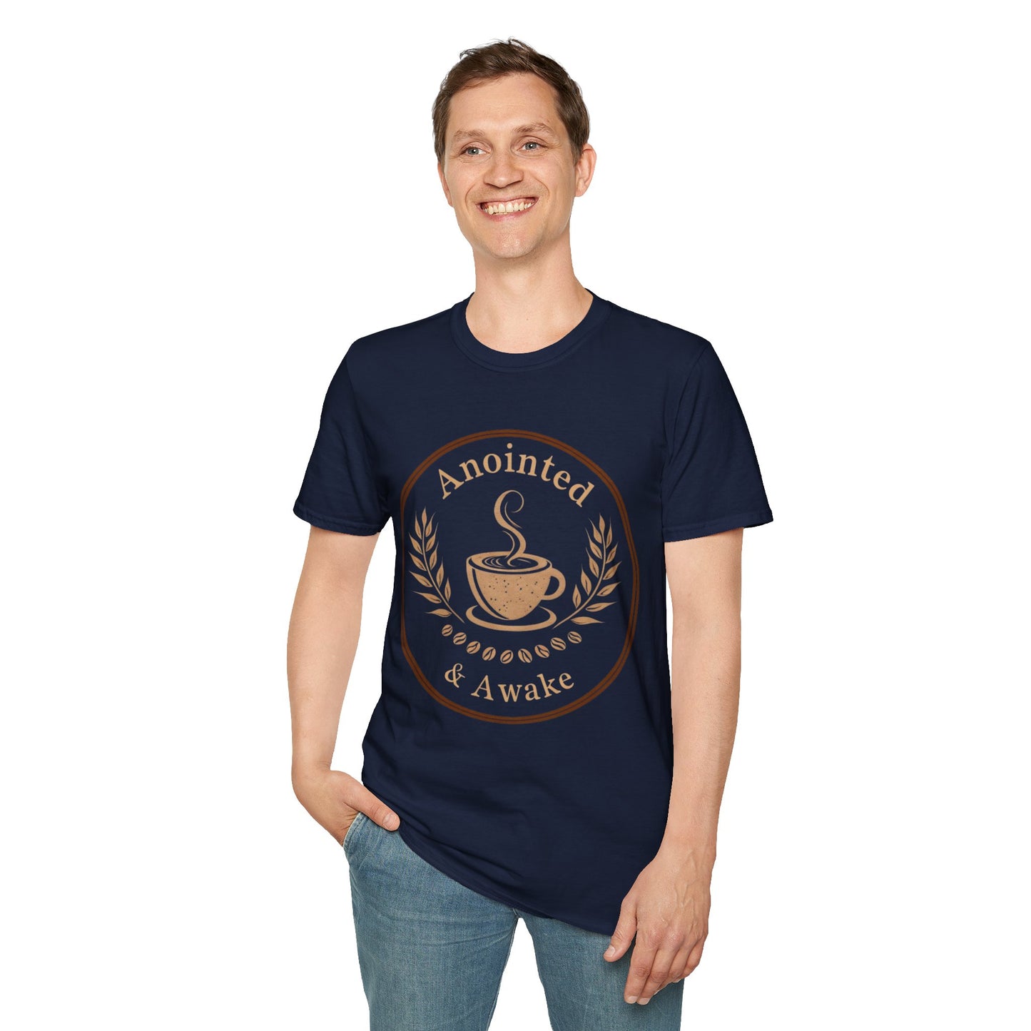 Anointed & Awake Coffee Lover T-Shirt, Unisex Tee, Gift for Coffee Enthusiasts, Casual Wear, Unique Coffee Shirt, Sip & Celebrate