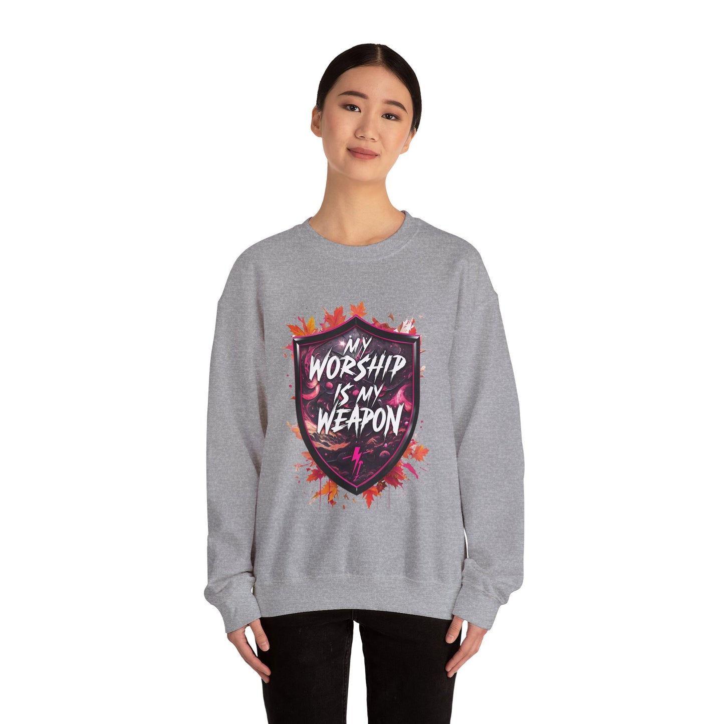 Inspirational Crewneck Sweatshirt - My Worship is My Weapon, Cozy Spiritual Gift, Faith Apparel, Unisex Sweatshirt for Worship & [...]