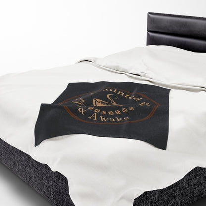 Cozy Velveteen Plush Blanket - Anointed & Awake, Coffee Lover Gift, Warm Home Decor, Ideal for Relaxation, Snuggle Up This Winter