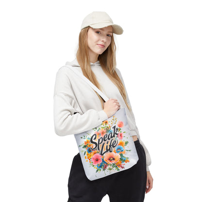Floral Inspirational Tote Bag - 'Speak Life' Design, Motivational Gift, Carry-all Bag for Women, Eco-Friendly Shopping, Mother's Day, [...]