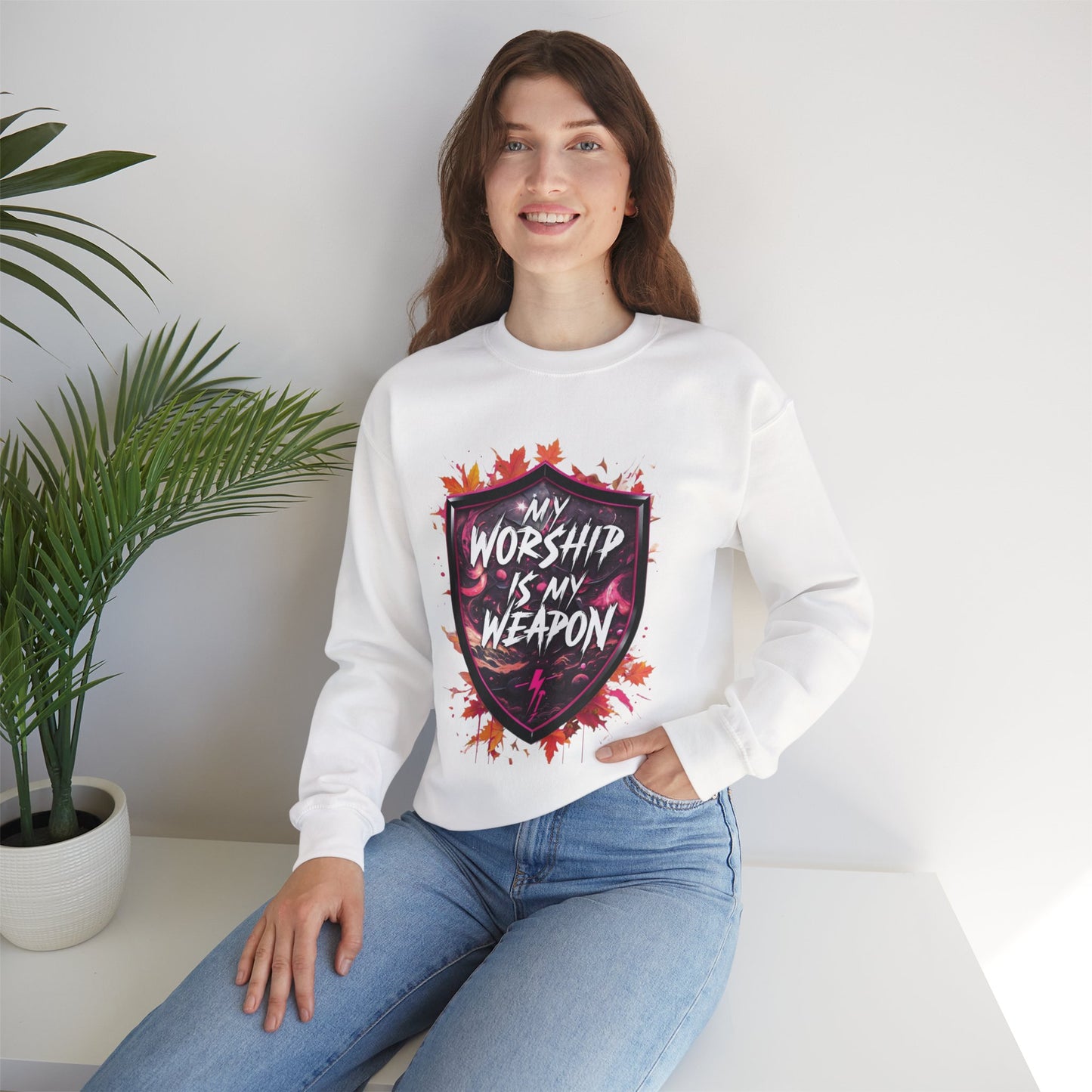 Inspirational Crewneck Sweatshirt - My Worship is My Weapon, Cozy Spiritual Gift, Faith Apparel, Unisex Sweatshirt for Worship & [...]