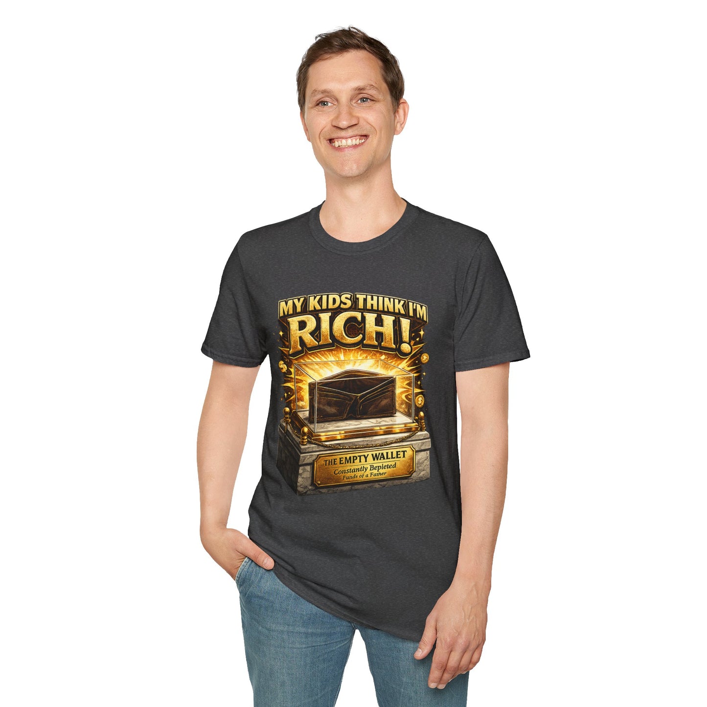 My Kids Think I'm Rich T-Shirt — Funny Parent Tee with Empty Wallet Design