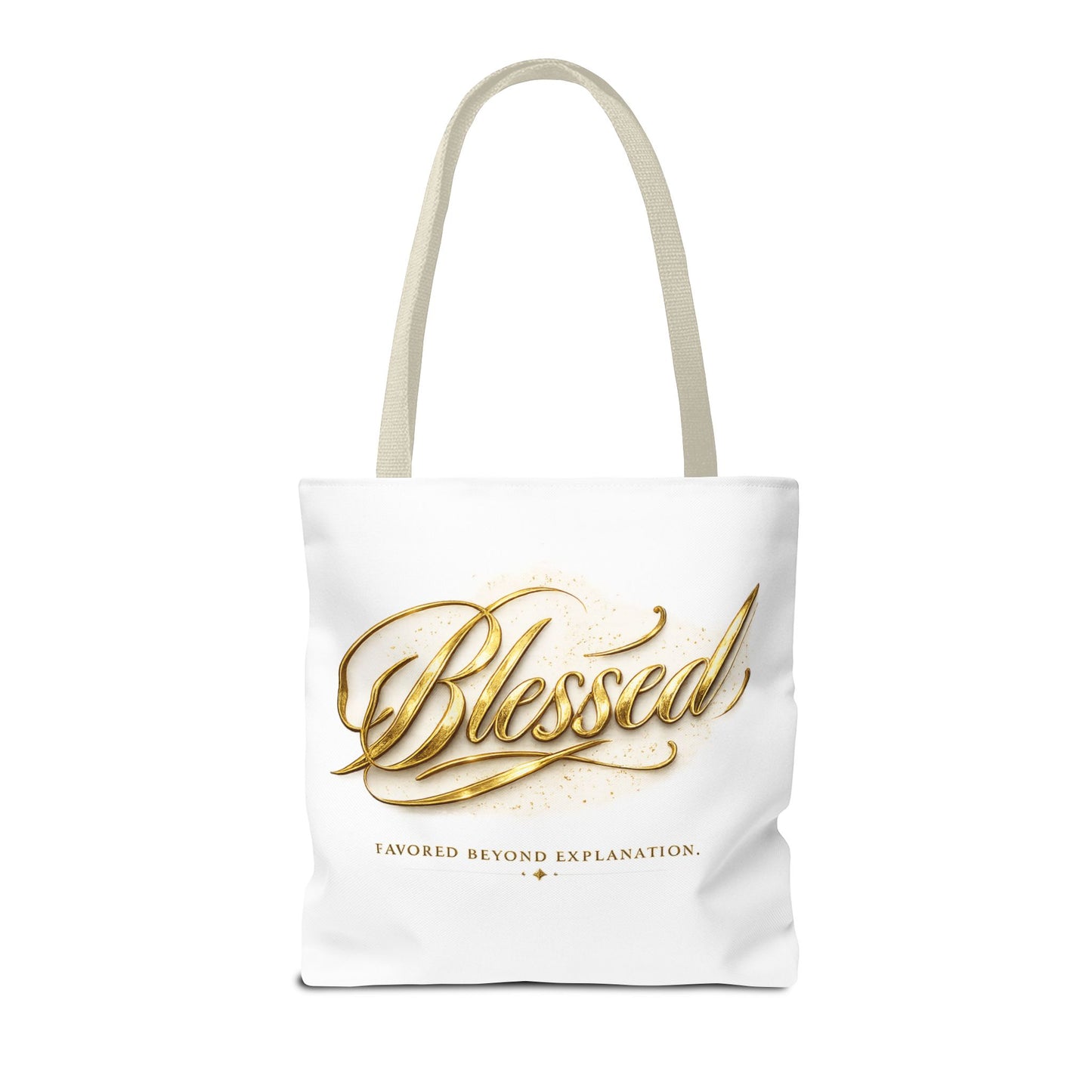 Blessed Gold Script Tote Bag – Inspirational Faith Canvas Grocery Bag