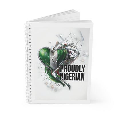 Proudly Nigerian Spiral Notebook, Journal for Students, Gift for Nigerians, Notepad for Pride, Green Heart Design