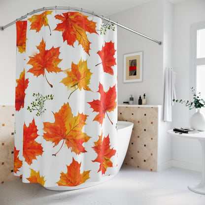 Autumn Leaves Shower Curtain | Fall Decor, Bathroom Accessories, Seasonal Home Decor, Nature Theme, Thanksgiving Gift