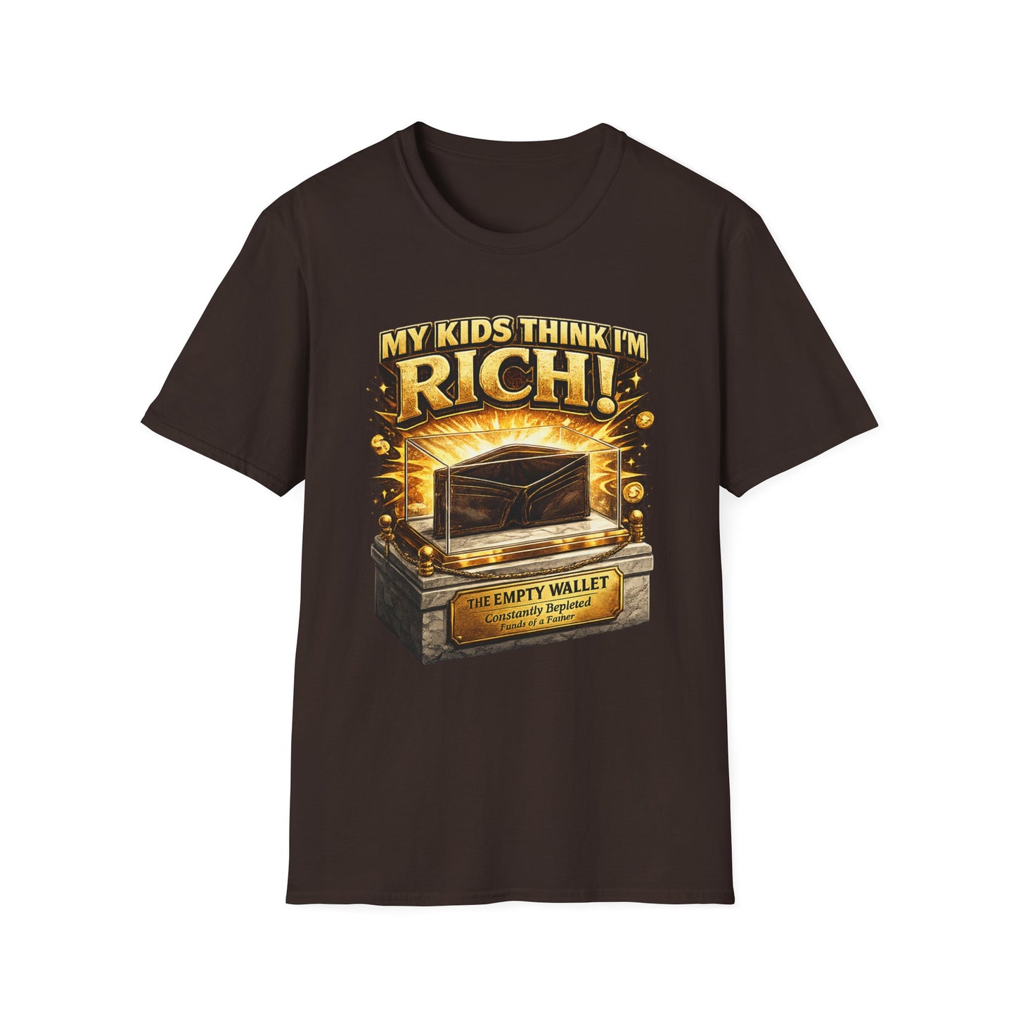 My Kids Think I'm Rich T-Shirt — Funny Parent Tee with Empty Wallet Design