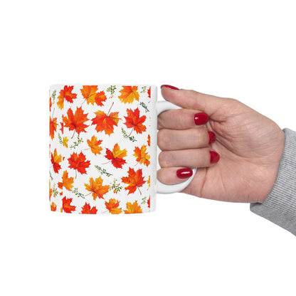 Autumn Leaves Ceramic Mug, Fall Coffee Cup, Thanksgiving Gift, Cozy Home Decor, Seasonal Drinkware