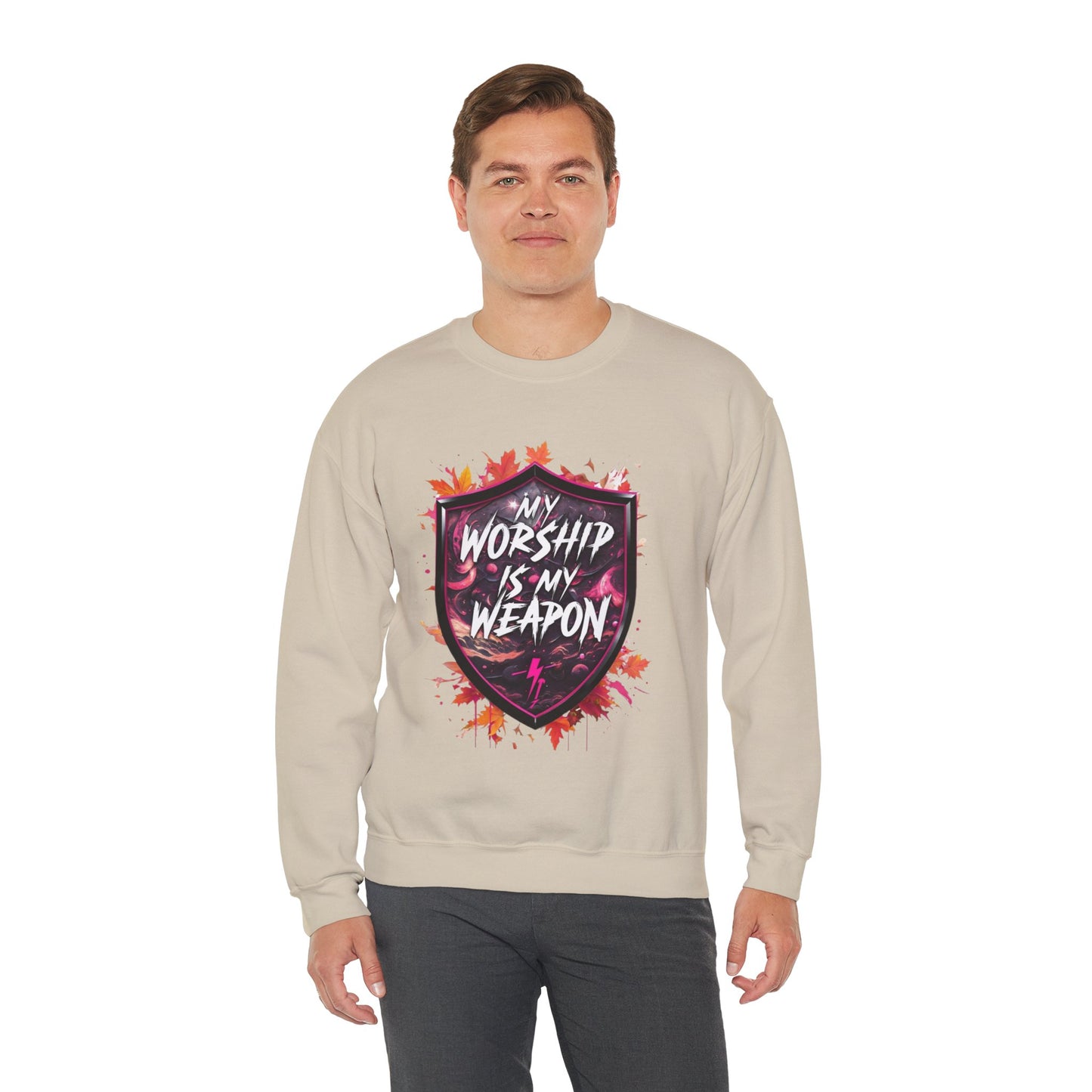 Inspirational Crewneck Sweatshirt - My Worship is My Weapon, Cozy Spiritual Gift, Faith Apparel, Unisex Sweatshirt for Worship & [...]