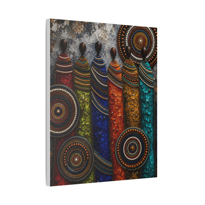 Abstract Tribal Figures Stretched Canvas Wall Art — Colorful African-Inspired Home Decor